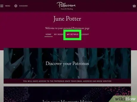 Удалите свою учетную запись Pottermore Шаг 2