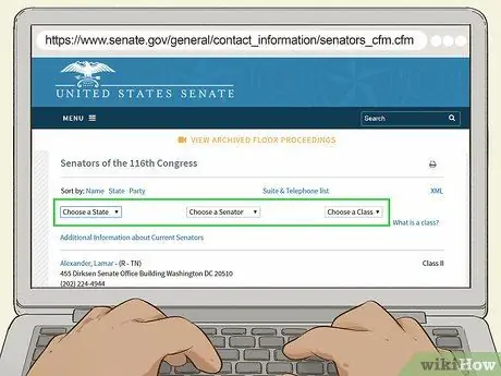 Связаться с сенаторами США Шаг 2