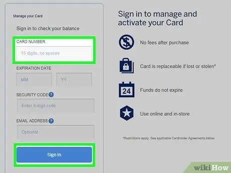 Используйте подарочную карту American Express Шаг 5