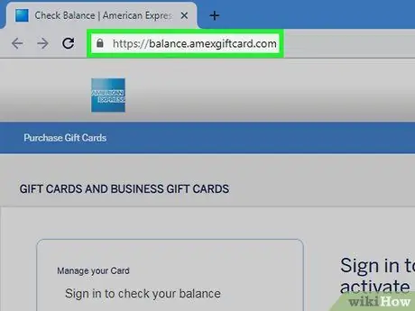 Активация подарочной карты American Express Шаг 1