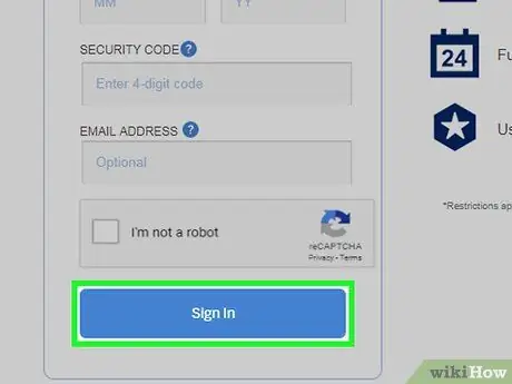 Активация подарочной карты American Express Шаг 3