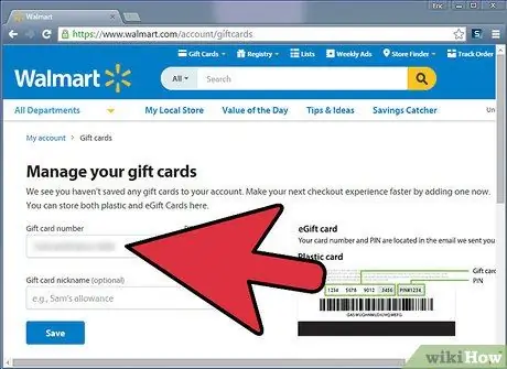 Добавьте новую подарочную карту в свой аккаунт на веб-сайте Walmart Шаг 6 Добавьте новую подарочную карту в свой аккаунт на веб-сайте Walmart Шаг 6