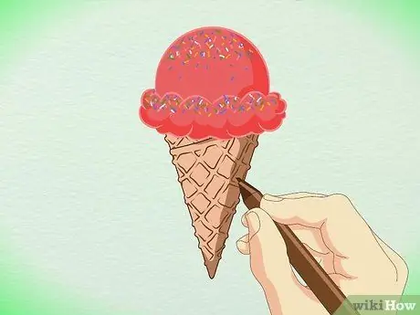 Нарисуйте детальный конус мороженого. Шаг 18 Нарисуйте детальный конус мороженого. Шаг 18