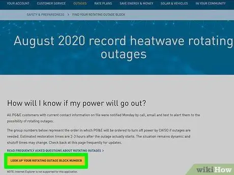 Знайте, когда у вас отключится электричество в связи с отключением электричества в Калифорнии Шаг 1