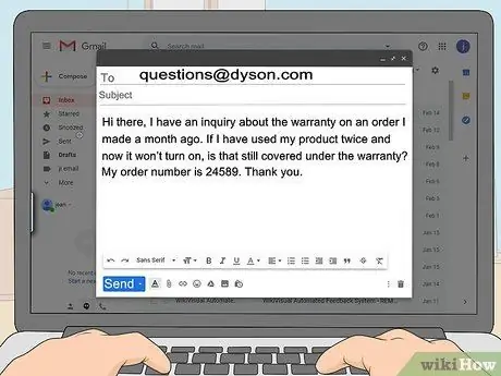Обратитесь в Dyson по гарантии Шаг 3