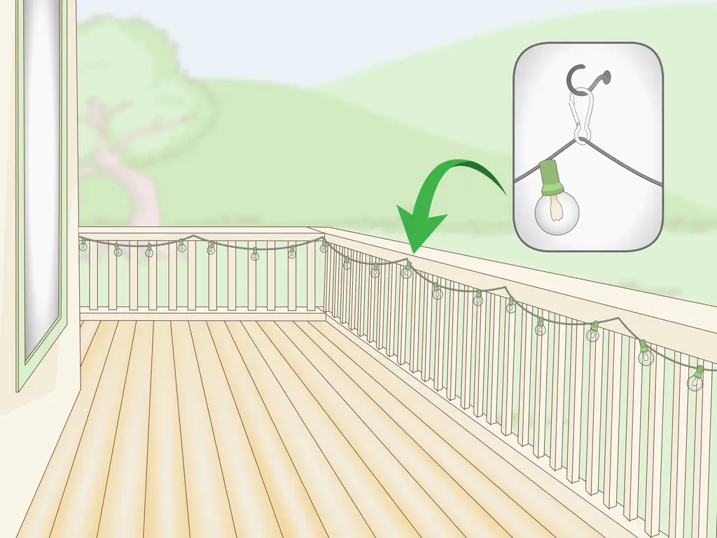 3 простых способа повесить уличные струнные светильники на палубе