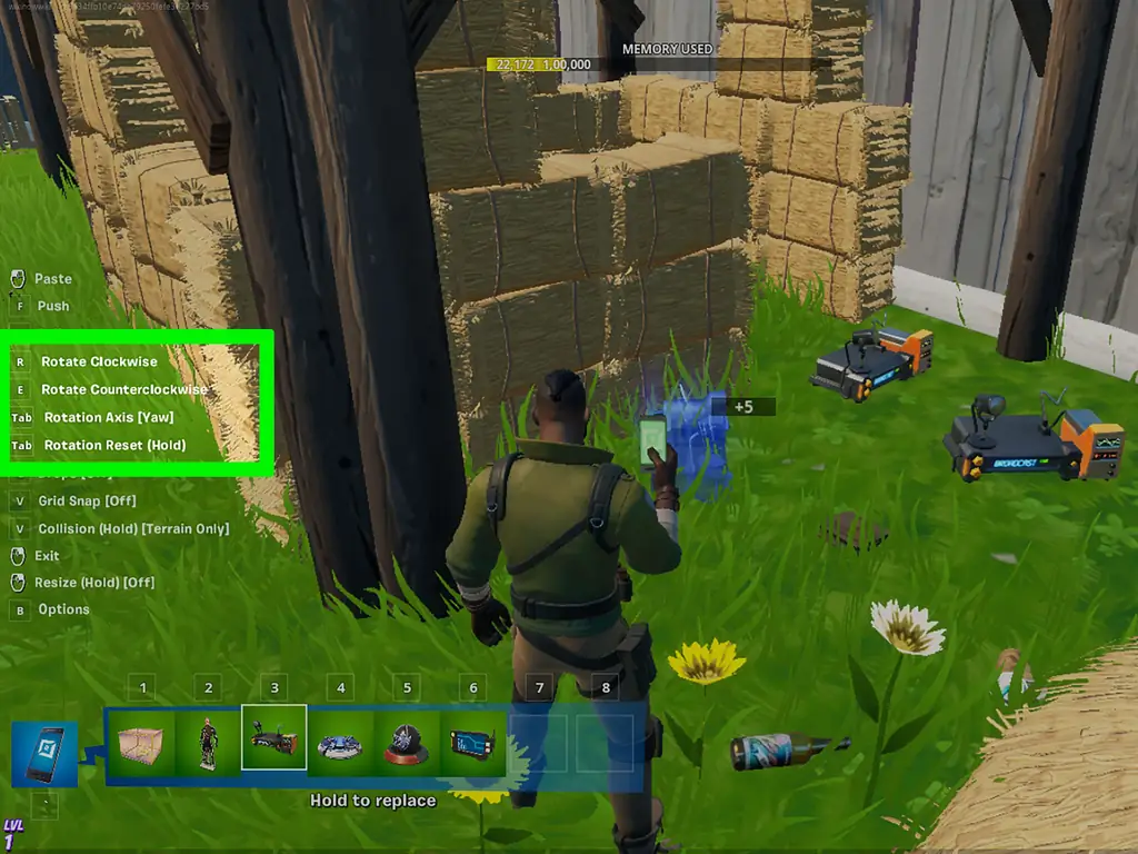 Основы творчества Fortnite: как повернуть предмет