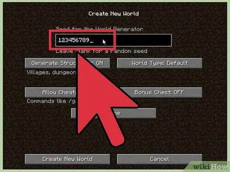 Использование семян в Minecraft, шаг 2