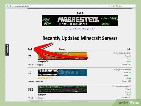 Найдите серверы Minecraft для игры на шаге 2, пункт 1