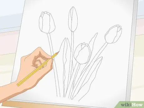 Раскрась тюльпаны Шаг 2