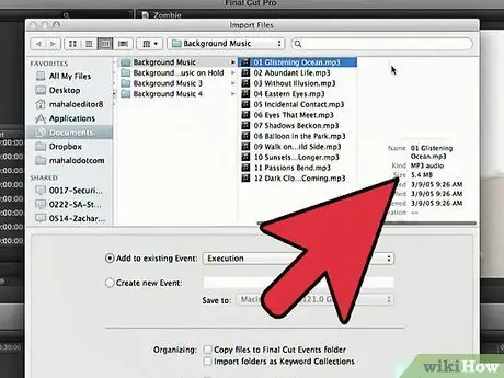 Добавление музыки в Final Cut Pro, шаг 1 Добавление музыки в Final Cut Pro, шаг 1
