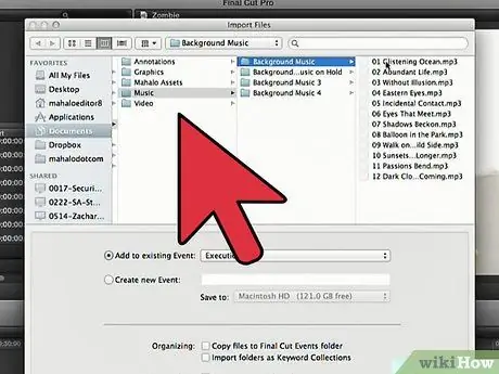 Добавление музыки в Final Cut Pro, шаг 6 Добавление музыки в Final Cut Pro, шаг 6