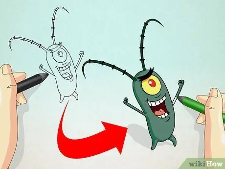 Нарисуйте планктон Шелдона Дж. Из SpongeBob SquarePants Шаг 10 Нарисуйте планктон Шелдона Дж. Из SpongeBob SquarePants Шаг 10