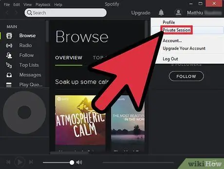 Сделайте свои сеансы приватными на Spotify Шаг 4 Сделайте свои сеансы приватными на Spotify Шаг 4