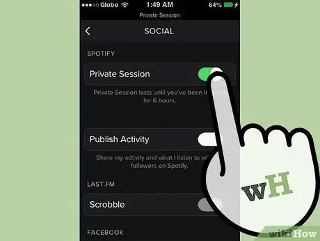 Сделайте свои сеансы приватными на Spotify Шаг 8 Сделайте свои сеансы приватными на Spotify Шаг 8