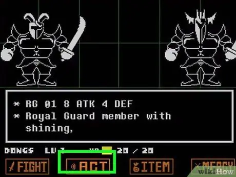 Пощадите королевскую гвардию в Undertale Step 2 Пощадите королевскую гвардию в Undertale Step 2