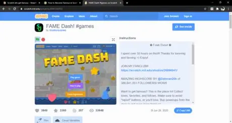FAME Dash! игры на Scratch Google Chrome 28 06 2020 17_21_46