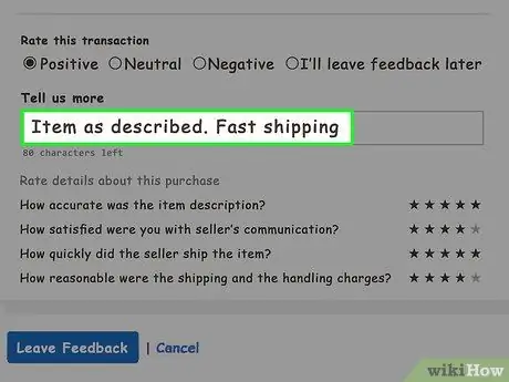 Оставьте отзыв на eBay на ПК или Mac Шаг 8 Оставьте отзыв на eBay на ПК или Mac Шаг 8