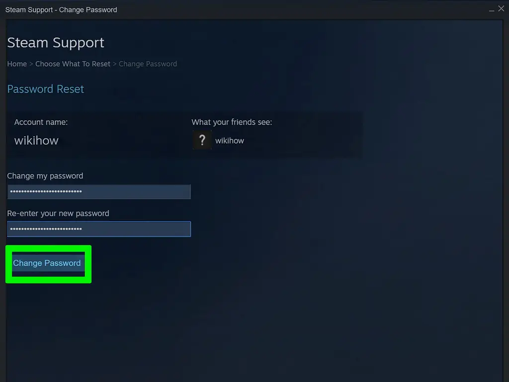 Как изменить пароль Steam