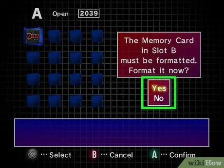 Отформатируйте карту памяти Gamecube Шаг 3 Отформатируйте карту памяти Gamecube Шаг 3