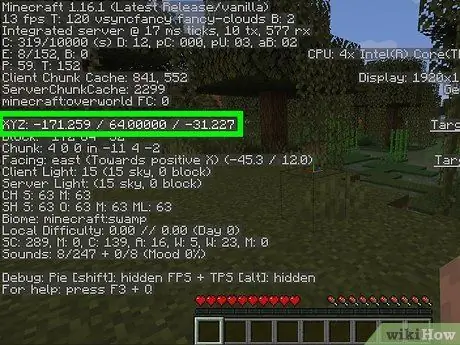 Найдите свои координаты в Minecraft, шаг 3 Найдите свои координаты в Minecraft, шаг 3