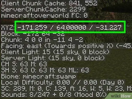 Найдите свои координаты в Minecraft, шаг 4 Найдите свои координаты в Minecraft, шаг 4