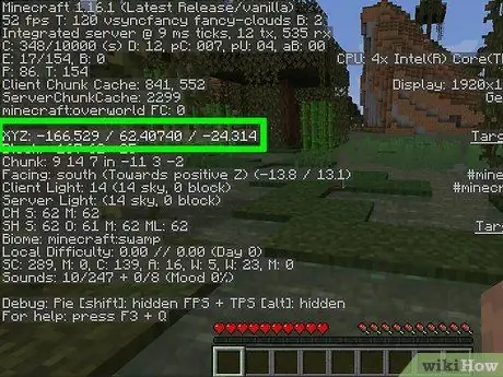 Найдите свои координаты в Minecraft, шаг 5 Найдите свои координаты в Minecraft, шаг 5