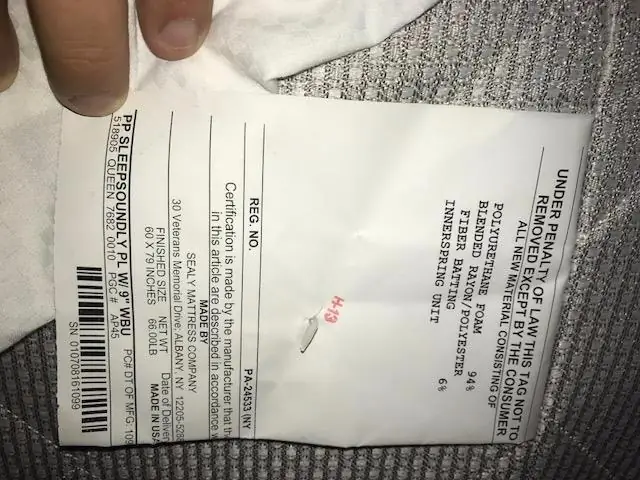 W Вот тег Tempurpedic?